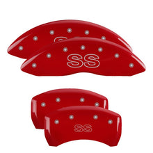 Load image into Gallery viewer, MGP 4 Caliper Covers Engraved Front & Rear Classic/SS Red finish silver ch