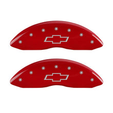 Load image into Gallery viewer, MGP 4 Caliper Covers Engraved Front & Rear Bowtie Red finish silver ch
