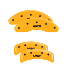 Load image into Gallery viewer, MGP 4 Caliper Covers Engraved Front & Rear MGP Yellow Finish Black Char 1997 Chevrolet Camaro