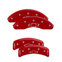 Load image into Gallery viewer, MGP 4 Caliper Covers Engraved Front & Rear Bowtie Red finish silver ch
