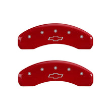Load image into Gallery viewer, MGP 4 Caliper Covers Engraved Front & Rear Bowtie Red finish silver ch