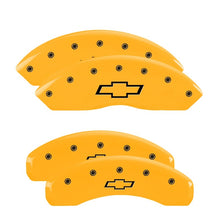 Load image into Gallery viewer, MGP 4 Caliper Covers Engraved Front & Rear Bowtie Yellow finish black ch