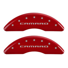 Load image into Gallery viewer, MGP 4 Caliper Covers Engraved Front & Rear Gen 5/Camaro Red finish silver ch
