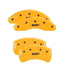 Load image into Gallery viewer, MGP 4 Caliper Covers Engraved Front & Rear Bowtie Yellow finish black ch