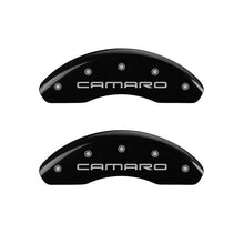 Load image into Gallery viewer, MGP 4 Caliper Covers Engraved Front & Rear Gen 4/Camaro Black finish silver ch