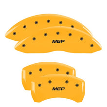 Load image into Gallery viewer, MGP 4 Caliper Covers Engraved Front & Rear MGP Yellow Finish Black Char 2000 Chevrolet Camaro