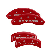 Load image into Gallery viewer, MGP 4 Caliper Covers Engraved Front & Rear Gen 4/Camaro Red finish silver ch