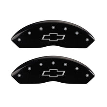 Load image into Gallery viewer, MGP 4 Caliper Covers Engraved Front & Rear Bowtie Black finish silver ch