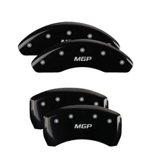Load image into Gallery viewer, MGP 4 Caliper Covers Engraved Front & Rear Bowtie Black finish silver ch