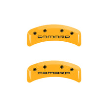 Load image into Gallery viewer, MGP 4 Caliper Covers Engraved F & R Gen 4/Camaro Yellow Finish Black Char 1997 Chevrolet Camaro