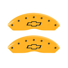 Load image into Gallery viewer, MGP 4 Caliper Covers Engraved Front & Rear Bowtie Yellow finish black ch