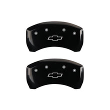 Load image into Gallery viewer, MGP 4 Caliper Covers Engraved Front & Rear Bowtie Black finish silver ch
