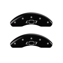 Load image into Gallery viewer, MGP 4 Caliper Covers Engraved Front & Rear Bowtie Black finish silver ch