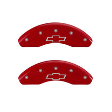 Load image into Gallery viewer, MGP 4 Caliper Covers Engraved Front & Rear Bowtie Red finish silver ch