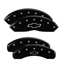 Load image into Gallery viewer, MGP 4 Caliper Covers Engraved Front & Rear Bowtie Black finish silver ch
