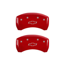 Load image into Gallery viewer, MGP 4 Caliper Covers Engraved Front & Rear Bowtie Red finish silver ch