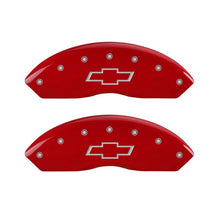 Load image into Gallery viewer, MGP 4 Caliper Covers Engraved Front & Rear Bowtie Red finish silver ch