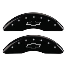 Load image into Gallery viewer, MGP 4 Caliper Covers Engraved Front & Rear Bowtie Black finish silver ch