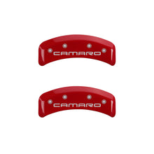 Load image into Gallery viewer, MGP 4 Caliper Covers Engraved Front & Rear Gen 4/Camaro Red finish silver ch