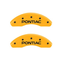 Load image into Gallery viewer, MGP 4 Caliper Covers Engraved Front Pontiac Rear G6 Yellow Finish Black Char 2007 Pontiac G5