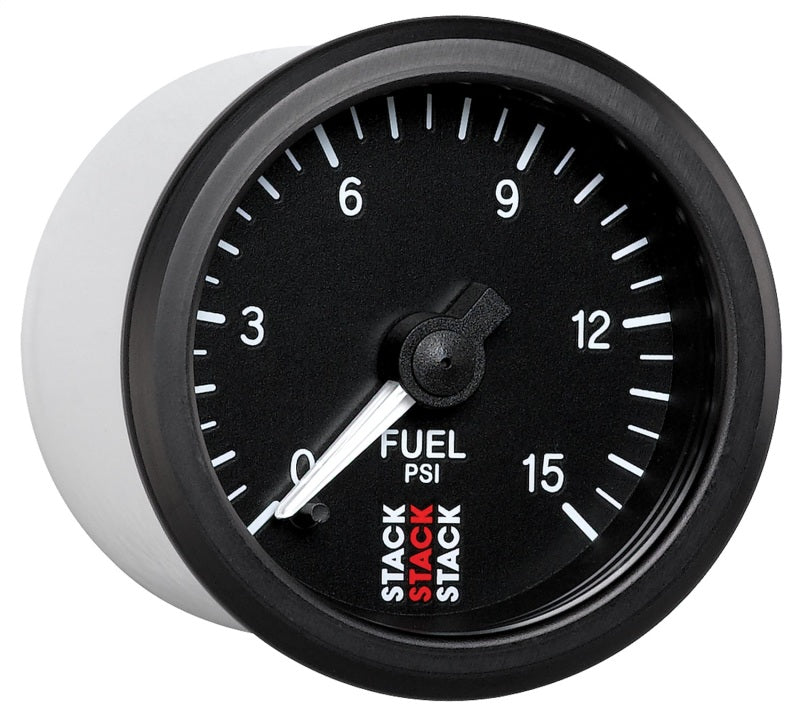 Autometer Stack 52mm 0-15 PSI 1/8in NPTF Male Pro Stepper Motor Fuel Pressure Gauge - Black