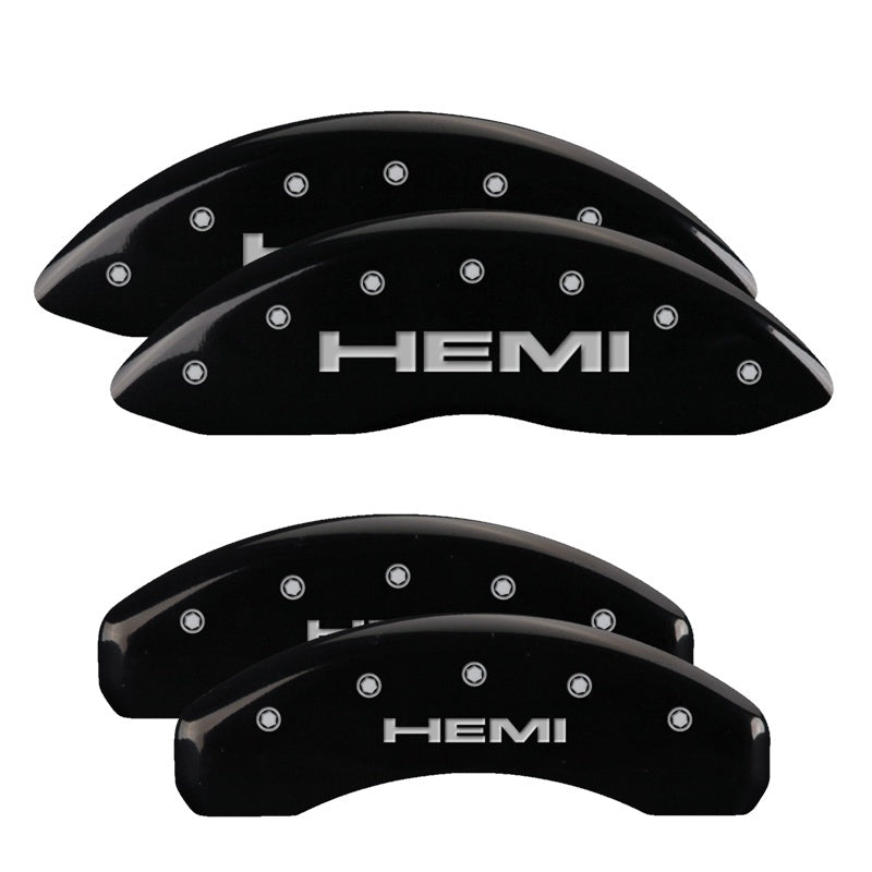 MGP 4 Caliper Covers Engraved Front & Rear Hemi Black finish silver ch