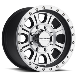 Raceline 928M Monster 17x9in / 6x139.7 BP / -12mm Offset / 107.95mm Bore - Black & Machined Wheel