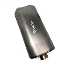 Load image into Gallery viewer, Ticon Industries 17in Overall Length 2.5in Oval Titanium Muffler - 2.5in Center In/Dual Outlet