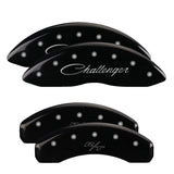 MGP 4 Caliper Covers Engraved Front Cursive/Challenger Engraved Rear RT Black finish silver ch