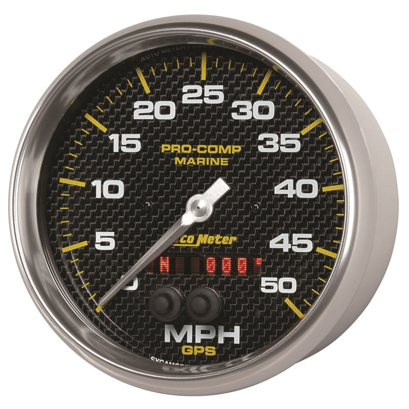 Autometer Speedometer Gauge 5 inch 50MPH GPS Marine Carbon Fiber