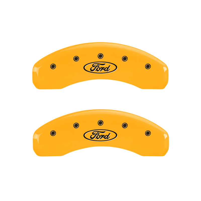 MGP 4 Caliper Covers Engraved Front & Rear Oval Logo/Ford Yellow Finish Black Char 2011 Ford F-150