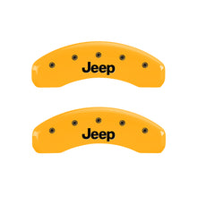 Load image into Gallery viewer, MGP 4 Caliper Covers Engraved Front &amp; Rear JEEP Yellow finish black ch