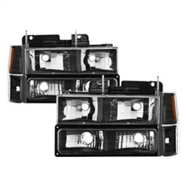 xTune Chevy Suburban 94-98 Headlights w/ Corner & Parking Lights 8pcs Black HD-JH-CCK88-AM-BK-SET