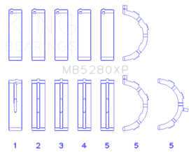 King Engine Bearings Ford Prod. V8 4.6L/5.4L (Size STDX) Performance Main Bearing Set