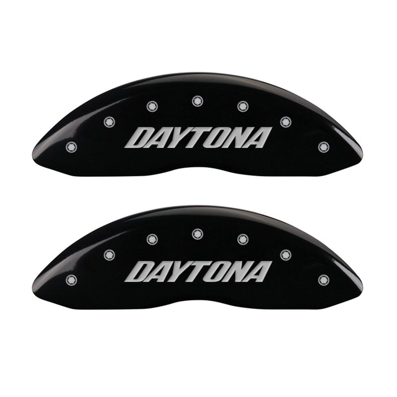 MGP 4 Caliper Covers Engraved Front & Rear Daytona Black finish silver ch