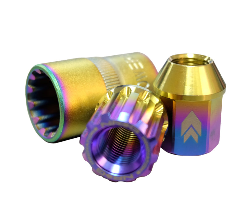 NRG 200 Series M12 X 1.5 Titanium Lug Nut Set - 21 Pc w/Lock Key Socket - Neochrome