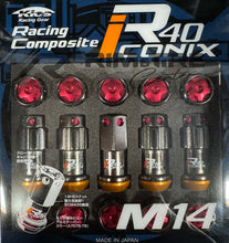 Load image into Gallery viewer, Project Kics R40 Iconix 14x1.50 Classical Lock &amp; Lug Nuts 16+4 (Red Cap)