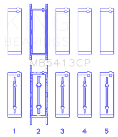 King Engine Bearings Opel LNF/LSJ/L42/61/Z22SE Crankshaft Main Bearing Set (Set of 5)