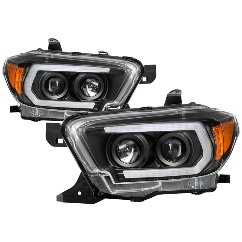 Spyder 16-18 Toyota Tacoma Projector Headlights - Seq LED Turn - Black - PRO-YD-TT16-LB-BK