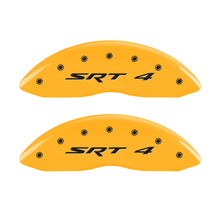 Load image into Gallery viewer, MGP 4 Caliper Covers Engraved Front &amp; Rear SRT4 Yellow finish black ch