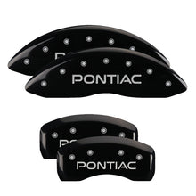 Load image into Gallery viewer, MGP 4 Caliper Covers Engraved Front Pontiac Engraved Rear Arrow Black finish silver ch