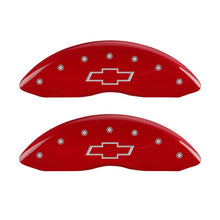 Load image into Gallery viewer, MGP Front set 2 Caliper Covers Engraved Front Bowtie Red finish silver ch