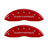 MGP 4 Caliper Covers Engraved Front Gen 4/Camaro Engraved Rear Gen 4/Z28 Red finish silver ch