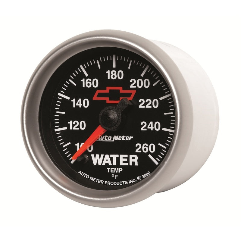 AutoMeter Gauge Water Temp 2-1/16in. 100-260 Deg. F Digital Stepper Motor Chevy Red Bowtie Black