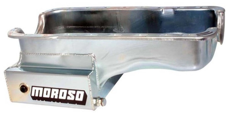 Moroso Ford 351W (w/Front Sump) Kicked Out Road Race Baffled 9qt 8in Steel Oil Pan