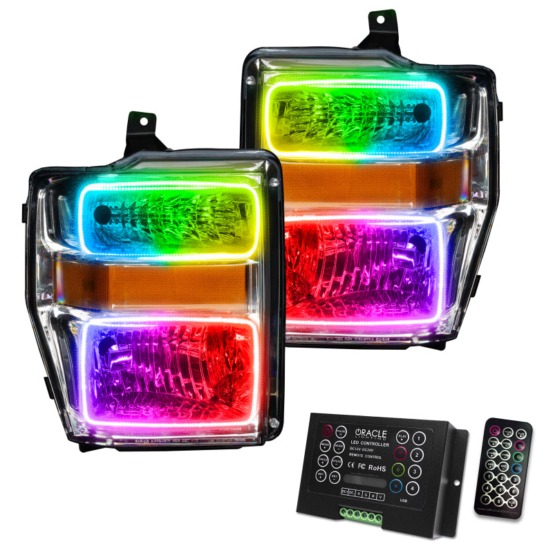 Oracle 08-10 Ford F250 Pre-Assembled Halo Headlights - Chrome Housing - w/ 2.0 Cntrl