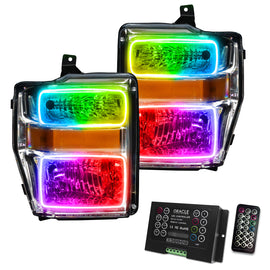 Oracle 08-10 Ford F250 Pre-Assembled Halo Headlights - Chrome Housing - w/ 2.0 Controller
