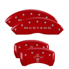 Load image into Gallery viewer, MGP 4 Caliper Covers Engraved Front Mustang Engraved Rear S197/Bar &amp; Pony Red finish silver ch