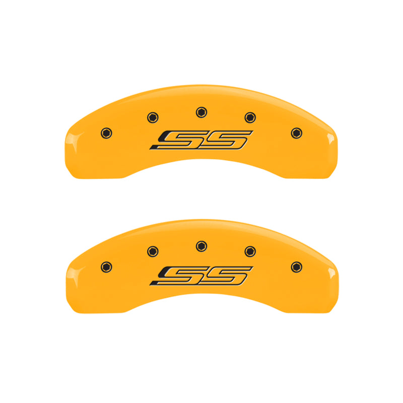 MGP 4 Caliper Covers Engraved Front & Rear Gen 5/SS Yellow finish black ch