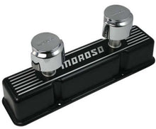 Load image into Gallery viewer, Moroso Chevrolet Small Block Valve Cover - 1 Cover w/2 Breathers - Black Finished Aluminum - Pair